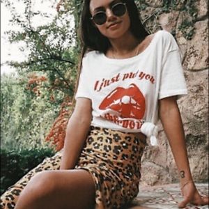 4Sienna x Urban Outfitters leopard slip skirt